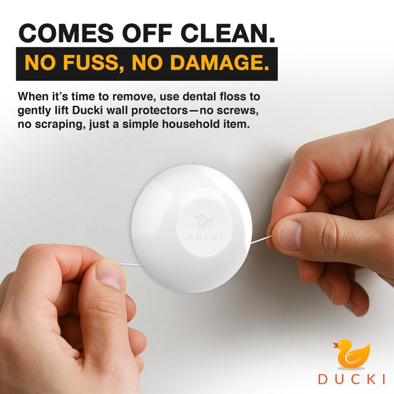 Ducki Door Stoppers, Door Knob Wall Protector 4 Pack Clear Self Adhesive Reusable Stopper for Wall Damage & Noise from Doors, Home or Office Doorstop, Durable Shock Absorbent, Quiet Discreet Bumper - Image 4